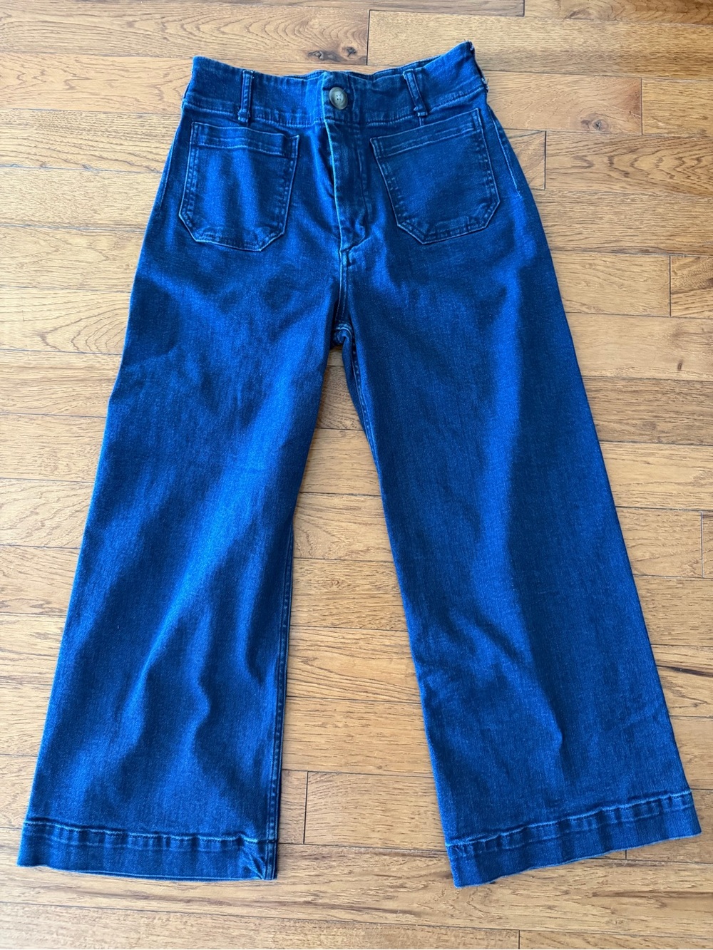 Maeve High-Rise Wide-Leg Cropped Jeans in Deep Blue - Picture 2 of 5